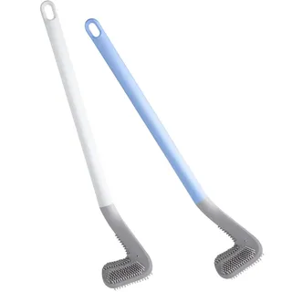 2 Stück Golfbürstenkopf Toilettenbürste Langstielige Toilettenbürste Klobürste Silikon für Ecken und Spalten mit Extra Langem Griff