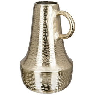 GILDE Dekoobjekt Bauchige Aluminium Vase 'Lola' - Goldfarben mit Grober Oberfläche - Ei