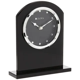 Bulova Tischuhr, Ebenholz, Kristall, Schwarz