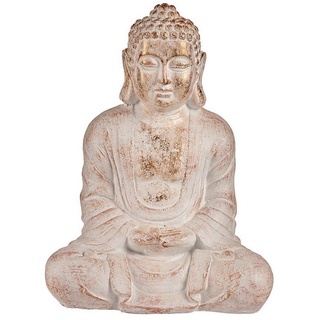 Ibergarden Dekofigur Dekorative Figur für den Garten Buddha WeißGolden Polyesterharz 25 x 5 weiß