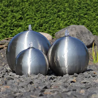 CLGarden Edelstahl Kugelbrunnen ESB2 Springbrunnen 3 Kugeln mit LED Beleuchtung Set für Aussenbereich Garten
