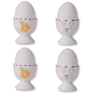 Flanacom Eierbecher Set aus Porzellan lustige Eierbecher Ostern, (4-tlg), Porzellan Geschenk zum Einzug