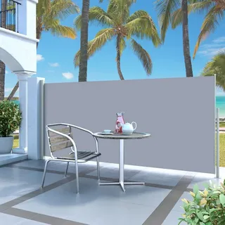 Yolola Seitenmarkise Ausziehbar,Sichtschutz Ausziehbar 140 x 300 cm, Sichtschutz, Freistehend, Sonnenschutz, Blickdicht, Seitenrollo, für Balkon, Terrasse, Garten, Anthrazit