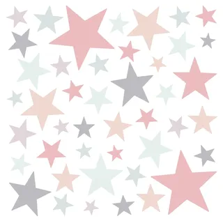 Little Deco Wandtattoo 60 Sterne mint rosa grau DL401