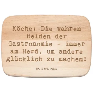 Mr. & Mrs. Panda Frühstücksbrett Spruch Köche: Die wahren Helden der Gastronomie - immer am Herd, um a, Birkenholz, (1-St)