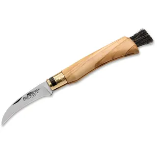 old-bear Pilzmesser Mushroom Olive, klappbar, mit Bürste, 420er AISI-Stahl, mit Olivenholzgriff