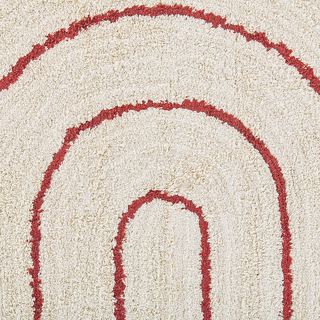 Teppich Baumwolle 160 x 230 cm beige / rot Streifenmuster Kurzflor TIRUPATI