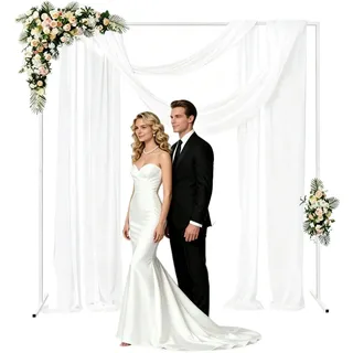 2 m * 2 m Metall Blumenbogen Hochzeitsbogen Quadratisch, Weiß Rosenbogen Ballonbogen Traubogen Wedding Arch für Hochzeiten, Geburtstagsfeiern, Bankette, Ladeneröffnungen, Abschlussfeiern