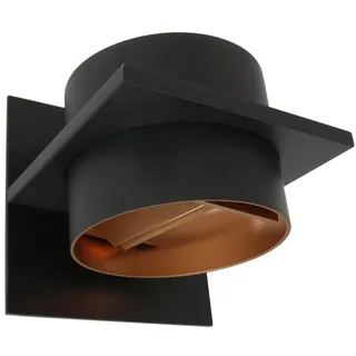 Steinhauer Wandleuchte MURO, Up/Down, rund/eckig, inkl. G9 LED 3W 2700K 300lm, mit Blendklappen, dimmbar, Schwarz matt / innen Gold matt STE-3366ZW