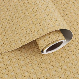 VaryPaper Selbstklebende Tapete Hellbraun Rattan-Imitation 40cmx200cm Klebefolie Möbel Vintage Wandtapete Wohnzimmer Badezimmer Flur Schrank Folie Selbstklebend Klebefolie Tisch Regal Folie für Möbel