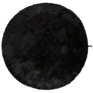 Hochflor-Teppich Whisper, benuta, rund, Höhe: 31 mm, Kunstfaser, Uni, Elegant, Wohnzimmer schwarz