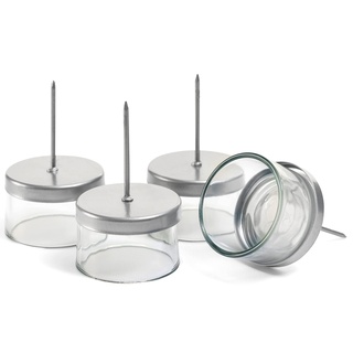 4X Kerzenhalter weiß/klar Teelichthalter Teelichtgläser Kerzenhalter zum Stecken Kerzenpicks für Adventskranz 5cm
