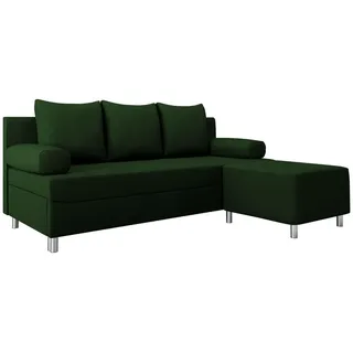 Mirjan24 Schlafsofa, Grün, Kunststoff, 3-Sitzer, L-Form,Rechteckig, 192x80 cm, Wohnzimmer, Sofas & Couches, Wohnlandschaften, Ecksofas