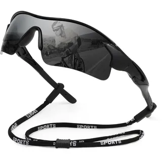 Hifot Fahrradbrille Herren Damen, Polarisierte Sport Sonnenbrille mit UV400-Schutz, Leichte Laufbrille Radsportbrillen, Sportsonnenbrille für Autofahren Radfahren Angeln Laufen Baseball Golf MTB - Einheitsgröße