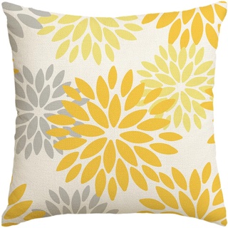 Artoid Mode Blumen Gelb Dahlien Sommer Kissenbezug, 45x45 cm Saisonnal Zierkissenbezug Couch Wohnzimmer Deko