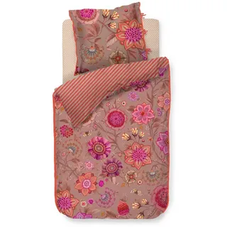 PiP Studio Bettwäsche Viva la Vida Pink, Perkal, 2 teilig, Blüten, florale Elemente, Gestreift bunt