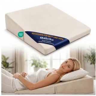 Amazinggirl Keilkissen Bett und Sofa Rückenkissen Kopfteil - Schaumstoff mit Bezug Kissen 68x65 cm