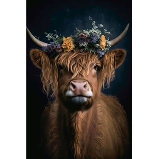 Glasbild FLOWER COW (BH 80x120 cm)