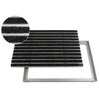 Fußmatte Emco Eingangsmatte DIPLOMAT + Rahmen 25mm Aluminium, Rips Anthrazit, Emco, rechteckig, Höhe: 25 mm, Größe: 750x500 mm, für Innen- und überdachten Außenbereich schwarz 75 cm x 50 cm x 25 mm