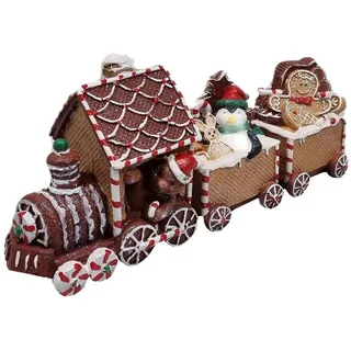 Fachhandel Plus Weihnachtsfigur Weihnachtsdeko Zug Lebkuchen – Dekofigur handbemalt 32x10x15 cm (1 St), der Zug passt ideal auf den Kaminsims oder die Fensterbank bunt