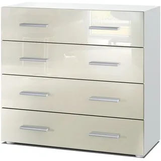 Vladon Pavos V1 76 x 72 x 35 cm Weiß matt / Creme Hochglanz / Gelb