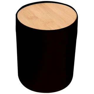 spirella Kosmetikeimer ALAIS, Kosmetik-Schwingdeckeleimer, Bambus / PP, 2,5 L, schwarz schwarz