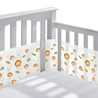 Bettumrandung Babybett,2 Pack Baby Nestchen Bettumrandung,Kopfumrandung Babybett,Atmungsaktive Krippenumrandung,Babybett Atmungsaktiver Kollisionsschutz,Nestchen für Kinderbetten,Babybett Umrandungen