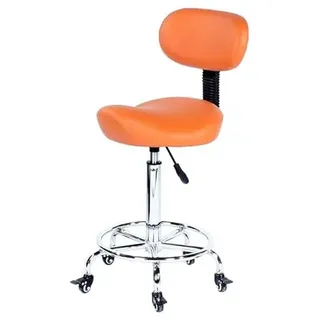 ZFUCMAYL Sattelstuhl, Sattelhocker, Ergonomischer Rollstuhl Mit Rückenlehne, Einstellbarer Höhe Und Tragkraft 330 Pfund for Büro, Salon, Geschäft(Orange)