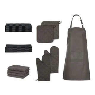 vidaXL 15-tlg. Handtuch-Set Ofenhandschuhe & Topfhalter Baumwolle
