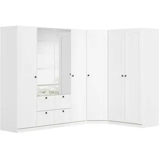 Schrank-Set OTTO HOME "Mehrzweckschrank Aktenschrank Möbel Mietswohnung Schlafzimmer YLVA", weiß (alpinweiß), B:266cm H:197cm T:162cm, Holzwerkstoff, Kastenmöbel-Sets, skandinavischer Style mit Rahmenfront und Knopfgriffen MADE IN GERMANY