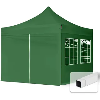 TOOLPORT 3x3m Pavillon Faltpavillon Klappzelt inkl. 4 Seitenteile Stahl Faltzelt Garten Partyzelt grün