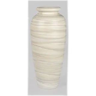 Dekorative schwere Bodenvase 60cm Creme - Relief aus Keramik gefertigt - Creme