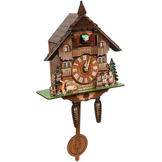 Beaudreaul Kuckucksuhr mit Pendel Moderne Pendeluhr Holz Kuckucks Uhr Vintage Kuckucksuhr Vogel Einstellbarer Lautstärke Kuckucksuhren, für Hotels, Büros, Wohnzimmer, Schlafzimmer usw, Mehrfarbig