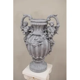 JVmoebel Dekovase Design Blumen Topf XXL Vase Vasen Handarbeit Deko Kelch Pokal 70cm, Made in Europa grau