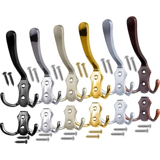 Stahlia Garderobenhaken EDELSTAHL-OPTIK (10 Stück) Haken zum Schrauben vintage Kleiderhaken Garderobe KURZ Haken für Garderobe Metallhaken