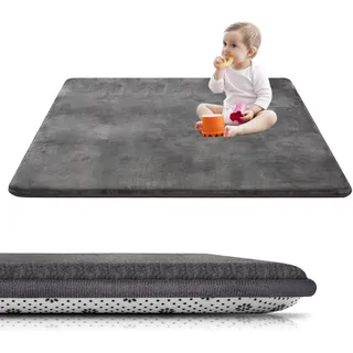 Dicke Spielmatte Baby, 120 x 120 cm x 2cm Teppich für Kinderzimmer,Rutschfester Unterseite, Schaumfüllung Teppich Kinderzimmer Spielmatte Krabbeldecke Baby Pflegeleicht für Laufgitter Dunkelgrau