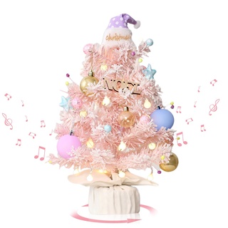 Weihnachtsbaum Spieluhr Weihnachten Deko 360° Drehbare Weihnachtsbaum-Spieldose Künstlicher Weihnachtsbaum Tisch Weihnachtsbaum Klein Künstlich Geschmückt für Weihnachtsdeko Partys (rosa)