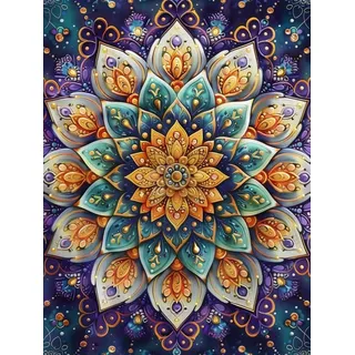 MIRONS 5D Diamant Malerei Voll Set, Mandala-Muster, P, 40 x 50 cm DIY Diamond Painting Kunst für Erwachsene Painting by Numbers Strassstein Stickerei Leinwand Bilder Kreuzstich Kunsthandwerk