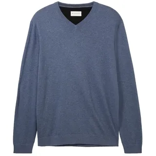 Tom Tailor 1038427 Basic Knit Pullover Mit V-ausschnitt Vintage Indigo Blue Melange S