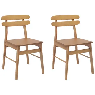 vidaXL Esszimmerstuhl Natur Massives Gummiholz beige 2er Set