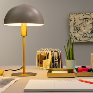 dekorative Tischlampe - in Pilzform mit Schalter - 36cm Höhe Gold/Matt