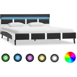 vidaXL Bettgestell mit LED Grau Kunstleder 120×200 cm