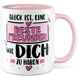 Tasse beste Freundin Geschenk, Glück ist, eine beste Freundin wie dich zu haben Geschenk Freundin Geschenkidee Kaffeetasse mit Spruch Kaffee-Becher Geburtstag Freundschaft (beste Freundin)