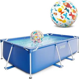 Intex Rectangular Frame Pool - Aufstellpool - 220 x 150 x 60 cm + Strandball