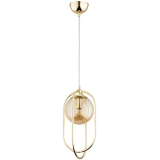Bernsteinfarbene Glaskugel-pendelleuchte Mit Ovalen Ringen Für Wohn- Und Schlafzimmer, 1xe14 10w Binar Alfa