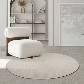 The CarPET Santo Plus", beige Creme, H:5mm Ø:120cm, Polypropylen, Teppiche, Teppich, Plus moderner robuster In und Outdoor Teppich