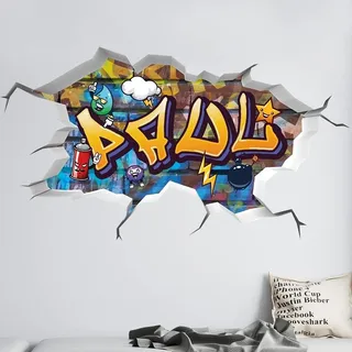 tjapalo®v166x Cooles Wandtattoo Junge Name Wandsticker Jungen Zimmer Wandtattoo Jungen Wandtatoo Kinderzimmer Junge mit Wunschname, Größe: B70xH36cm