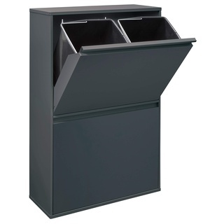 ARREGUI Basic CR604-B Mülltrennsystem aus Stahl | 4 Fächer Mülleimer für die Küche | 4 Fach Abfalleimer | Herausnehmbare Inneneimer + Griff | Recycling Schrank | Mülltrennung | 4x17L (68L) | anthrazit