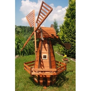 DSH DEKO SHOP HANNUSCH Gartenfigur Garten-Windmühle aus Holz – Höhe 1,65 Meter