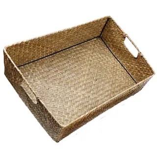 UPKOCH Seegras Aufbewahrungskorb Gewebter Korb Rechteckig Ablagekorb 30X20X10CM Haushalt Multifunktional Aufbewahrung Kleinigkeiten Organizer Küche Bad Schlafzimmer Hotel